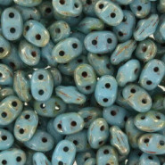 Matubo MiniDuo kralen 4x2.5mm Blue turquoise - silver picasso